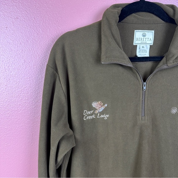 Beretta Deer Creek Lodge pullover half zip fleece in chocolate brown BRANDED - Picture 2 of 10